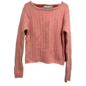 Newport News Angora Lambswool Women's sweater knit soft pink top Size L A000160